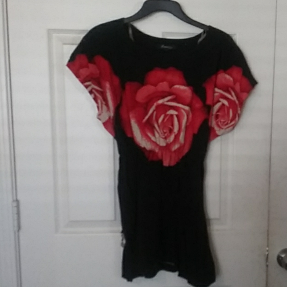 Black with roses mini dress